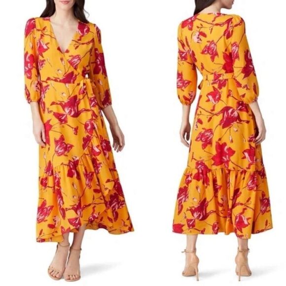 Color Me Courtney RTR Bright Orchid Floral Eleanor Wrap Maxi Dress Sz M - Picture 16 of 16